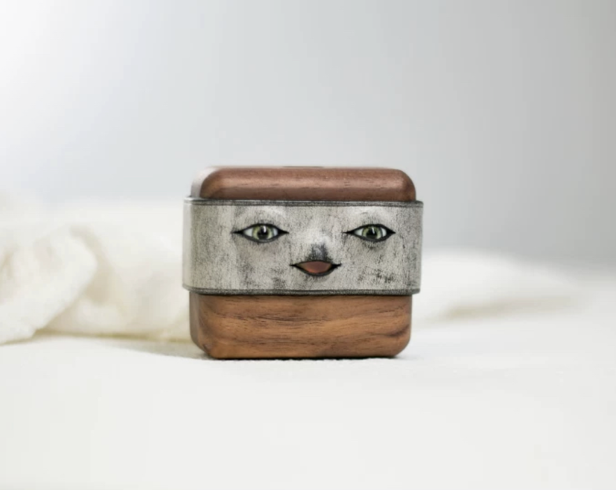 Genuine Leather Airpods Case,Can Custom Name/Eye Style/Color,Unique Halloween Gift, Christmas Gift-