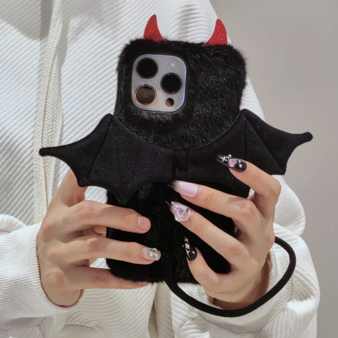 Monster phone case kawaii black apple iPhone cover protective Halloween witch cute gothic phone charm Apple iPhone case 16 15 14 13 12