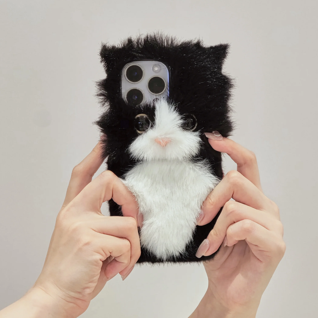 Plush Cat Phone Case For iPhone 14 Plus 13 Pro Max 12 Mini XR 8,Pet Phone Case,Pet lovers,Fluffy Plush,Personalized Gifts,Handmade case