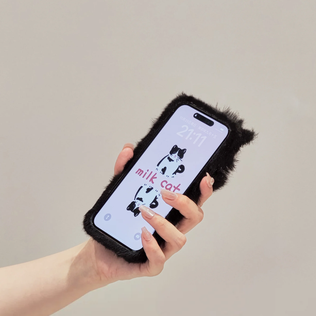 Plush Cat Phone Case For iPhone 14 Plus 13 Pro Max 12 Mini XR 8,Pet Phone Case,Pet lovers,Fluffy Plush,Personalized Gifts,Handmade case