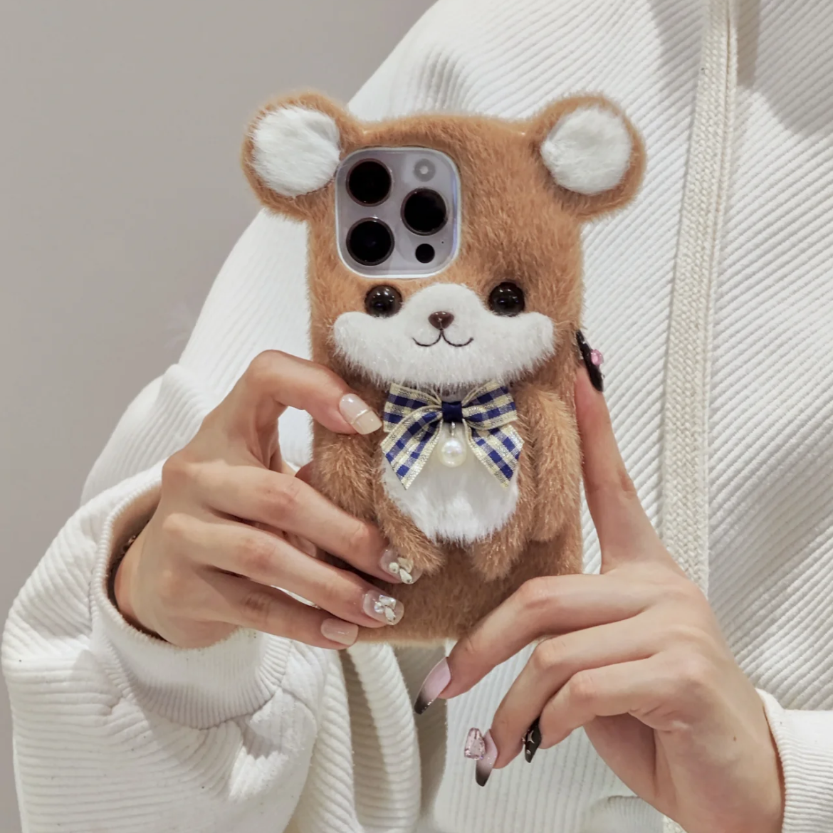 Handmade Plush Phone Case For iPhone 14 Plus 13 Pro Max 12 Mini XR 8,Pet Phone Case,Pet lovers,Fluffy Plush,Personalized Gifts,Handmade case