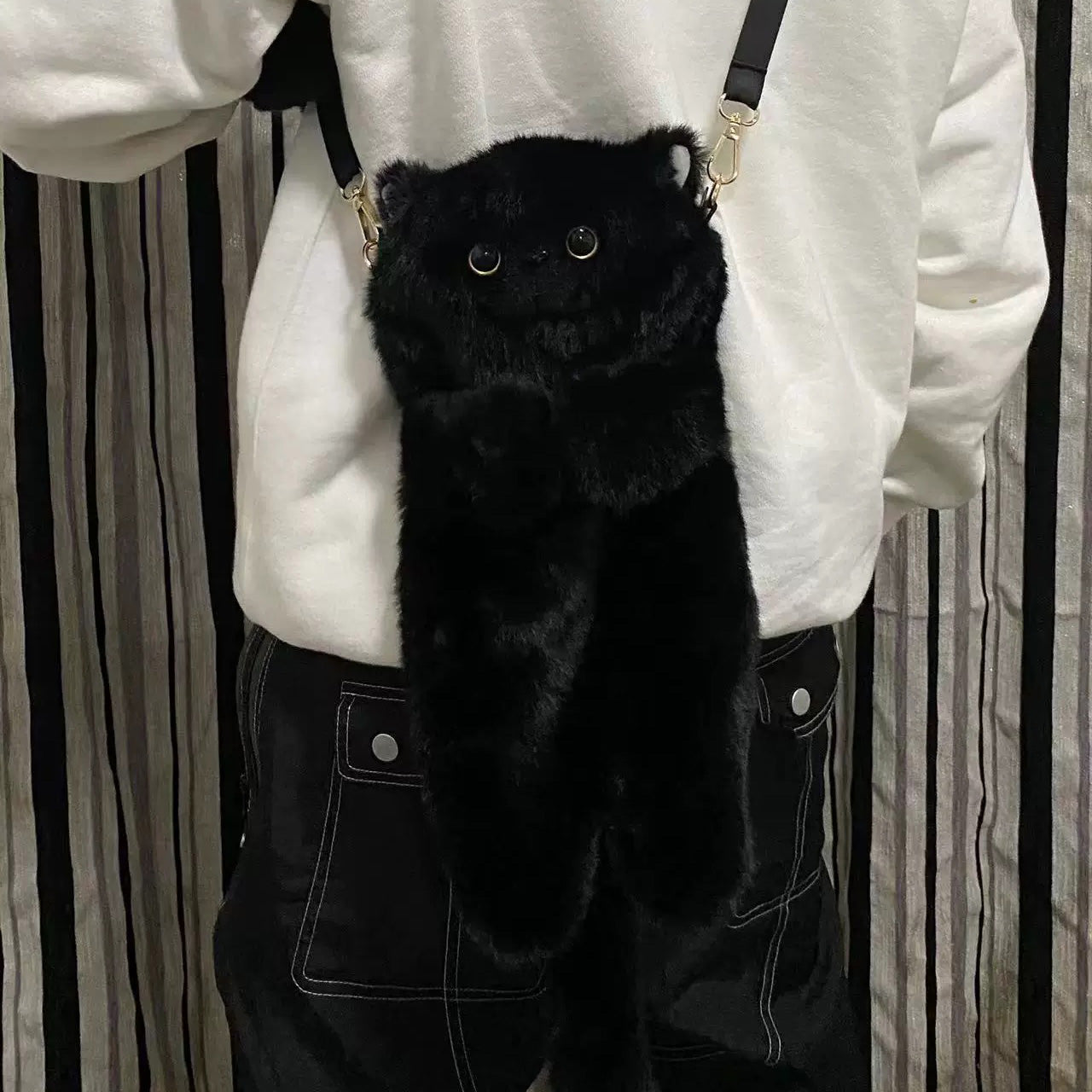 Plush Black Cat Rucksacks, Handmade Kawaii Plush Cat, Plush Toy, 50cm