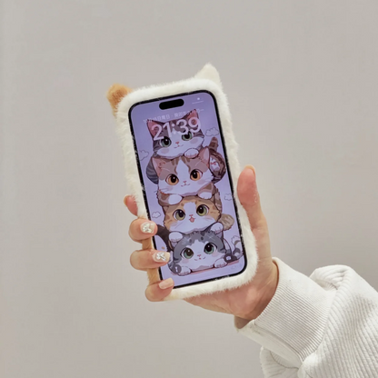 Cute Milk Cat Phone Case For iPhone 14 Plus 13 Pro Max 12 Mini XR 8,Pet Phone Case,Pet lovers,Fluffy Plush,Personalized Gifts,Handmade case