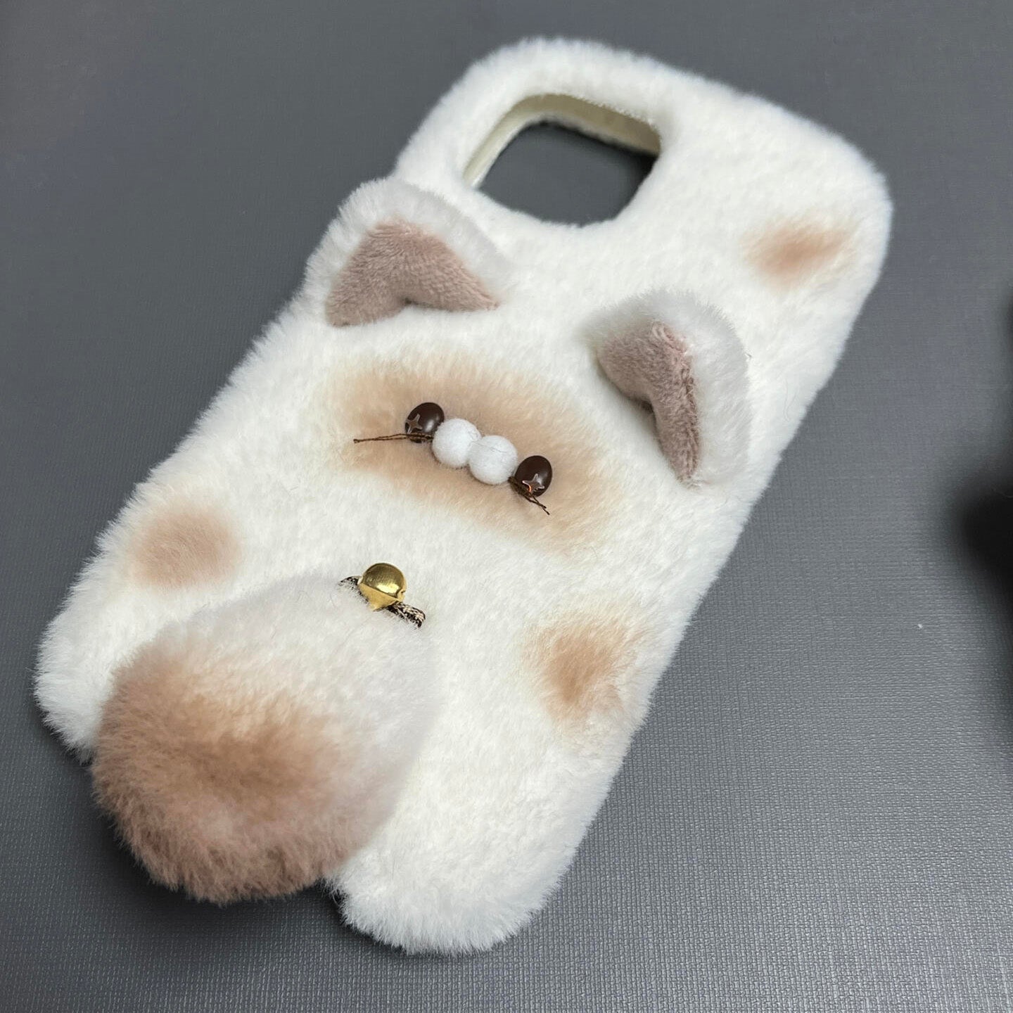 Plush Siamese Cat Phone Case, 15 Pro Max 14 13 Mini 12 11 SE 8 Plus X XR XS iPhone Case, Samsung Galaxy Z Flip 5,Google Pixel