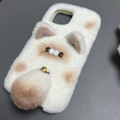 Plush Siamese Cat Phone Case, 15 Pro Max 14 13 Mini 12 11 SE 8 Plus X XR XS iPhone Case, Samsung Galaxy Z Flip 5,Google Pixel