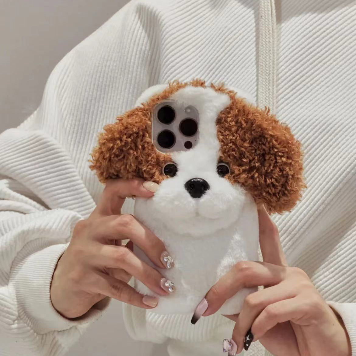 Handmade Plush Doggy Phone Case, iPhone Sony Samsung Google