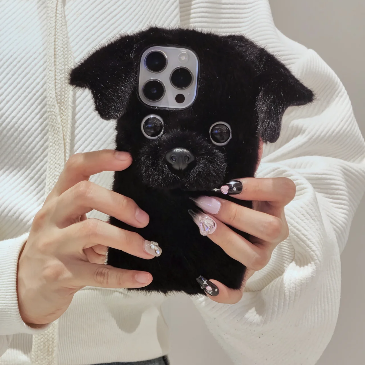 3D Black Dog Phone Case, 15 Pro Max 14 13 Mini 12 11 SE 8 Plus X XR XS iPhone Case, Samsung, Google Pixel Case