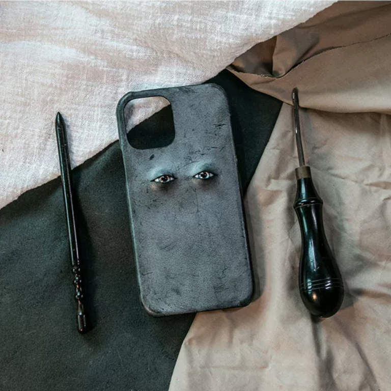 Genuine Leather Handmade Eyes Phone Case, Custom Handmade Phone Case,3D Eyes Phone Case,Handmade Gift