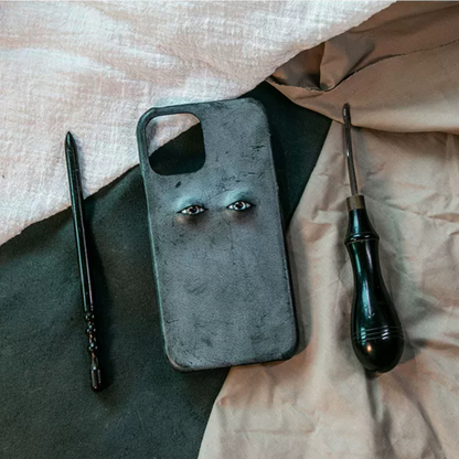 Genuine Leather Handmade Eyes Phone Case, Custom Handmade Phone Case,3D Eyes Phone Case,Handmade Gift