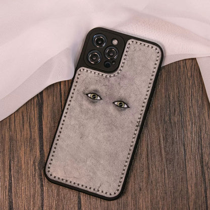 Personalized iPhone Case 3D Eyes Phone Case, Genuine Leather Phone Cases, Custom Gift Case, Birthday Gift