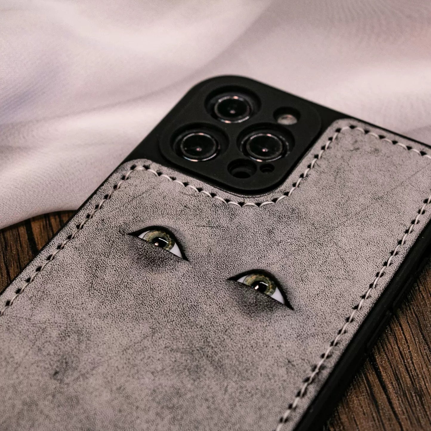 Personalized iPhone Case 3D Eyes Phone Case, Genuine Leather Phone Cases, Custom Gift Case, Birthday Gift