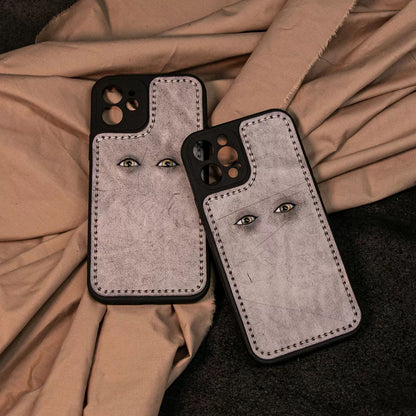 Personalized iPhone Case 3D Eyes Phone Case, Genuine Leather Phone Cases, Custom Gift Case, Birthday Gift