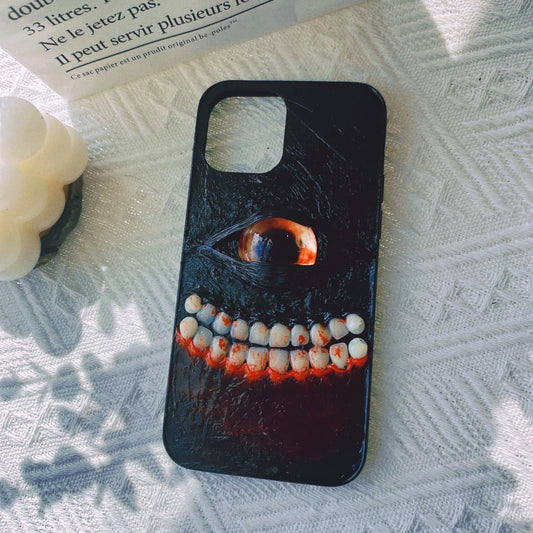 Horror Teeth Eyes Phone Case, 15 Pro Max 14 13 Mini 12 11 SE 8 Plus X XR XS iPhone Case, Samsung Galaxy Z Flip 5, Google Pixel Cas