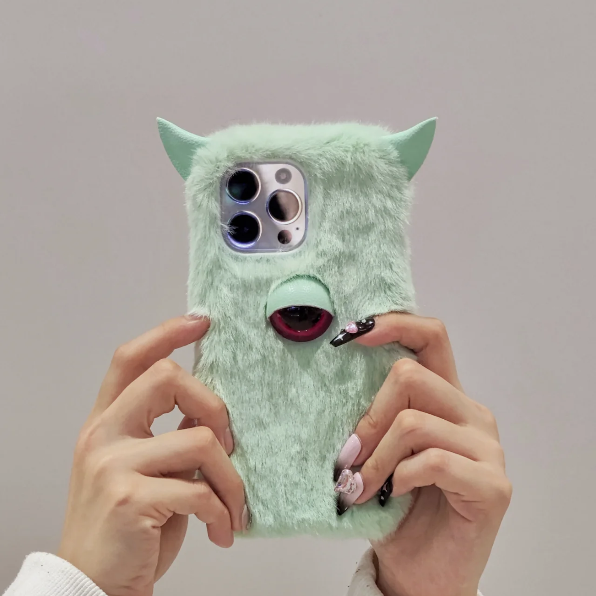Plush Monster Phone Case For iPhone 14 Plus 13 Pro Max 12 Mini XR 7 8,Pet Phone Case,Pet lovers,Fluffy Plush,Personalized Gifts