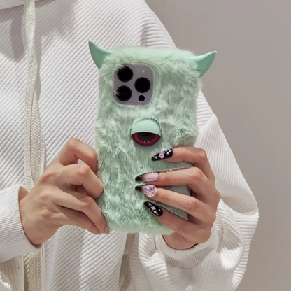Plush Monster Phone Case For iPhone 14 Plus 13 Pro Max 12 Mini XR 7 8,Pet Phone Case,Pet lovers,Fluffy Plush,Personalized Gifts