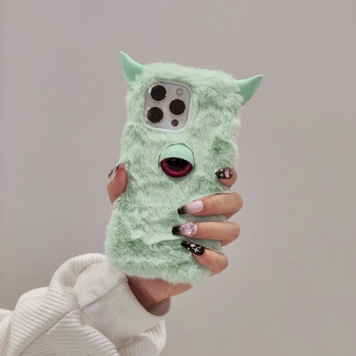 Plush Monster Phone Case For iPhone 14 Plus 13 Pro Max 12 Mini XR 7 8,Pet Phone Case,Pet lovers,Fluffy Plush,Personalized Gifts