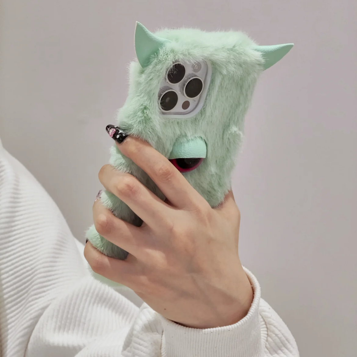 Plush Monster Phone Case For iPhone 14 Plus 13 Pro Max 12 Mini XR 7 8,Pet Phone Case,Pet lovers,Fluffy Plush,Personalized Gifts