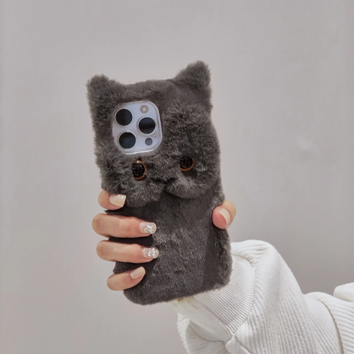 Kawaii Cat Phone Case For iPhone 14 Plus 13 Pro Max 12 Mini XR 8,Pet Phone Case,Pet lovers,Fluffy Plush,Personalized Gifts,Handmade case