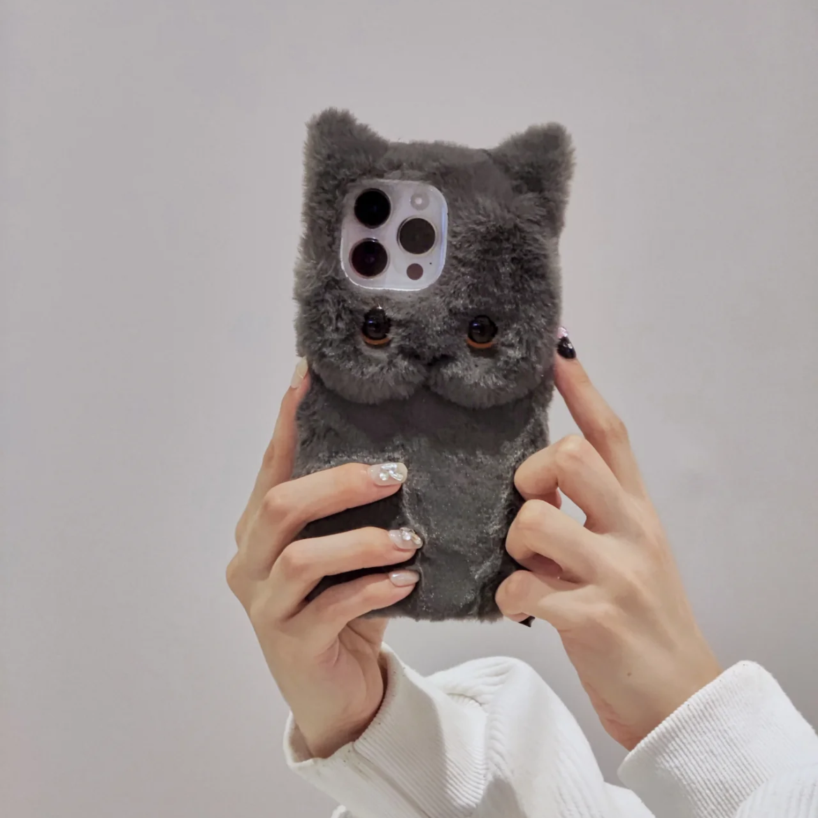 Kawaii Cat Phone Case For iPhone 14 Plus 13 Pro Max 12 Mini XR 8,Pet Phone Case,Pet lovers,Fluffy Plush,Personalized Gifts,Handmade case