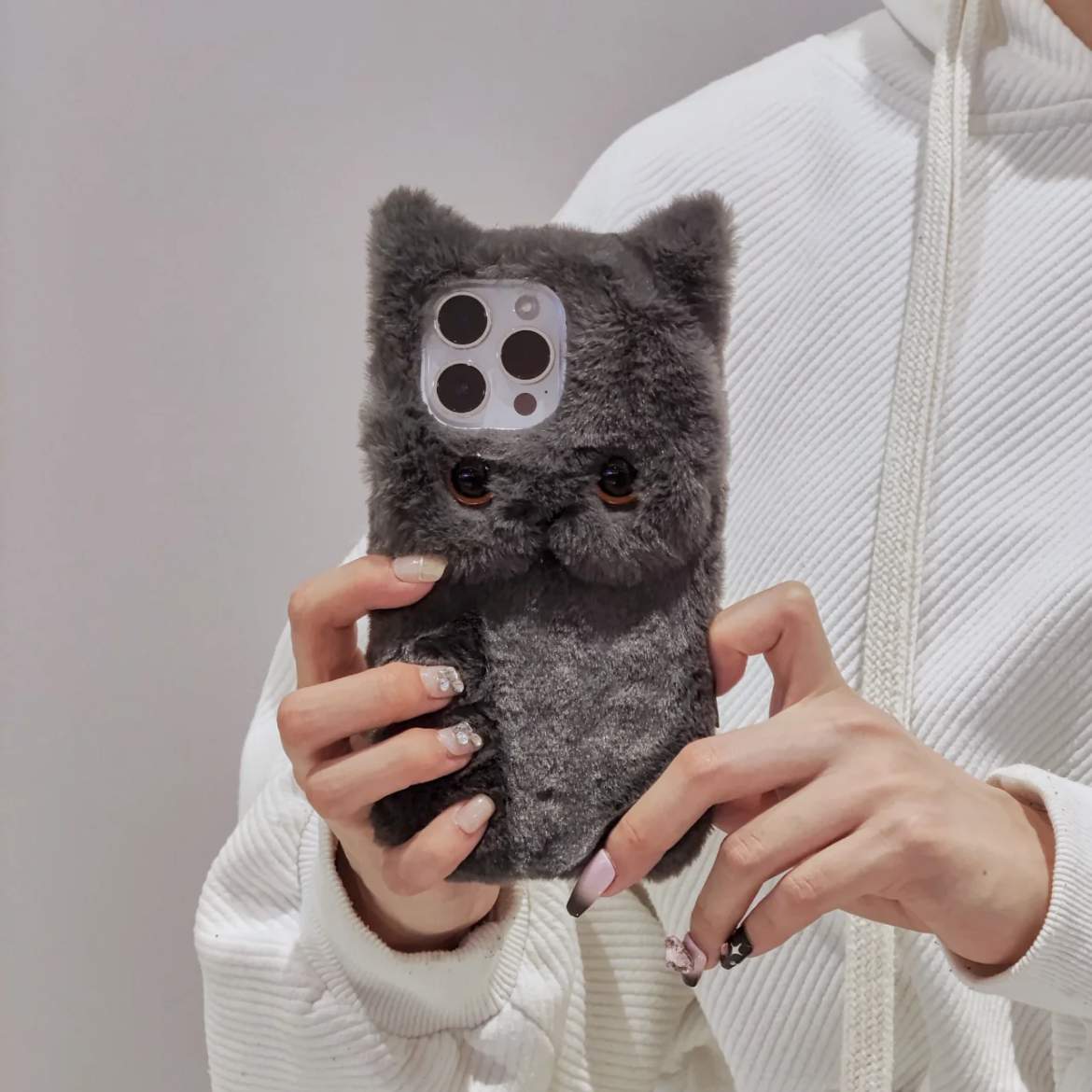 Kawaii Cat Phone Case For iPhone 14 Plus 13 Pro Max 12 Mini XR 8,Pet Phone Case,Pet lovers,Fluffy Plush,Personalized Gifts,Handmade case