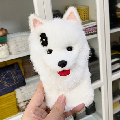 Samoyed Phone Case For iPhone 14 Plus 13 Pro Max 12 Mini XR 7 8,Pet Phone Case,Pet lovers,Fluffy Plush,Personalized Gifts