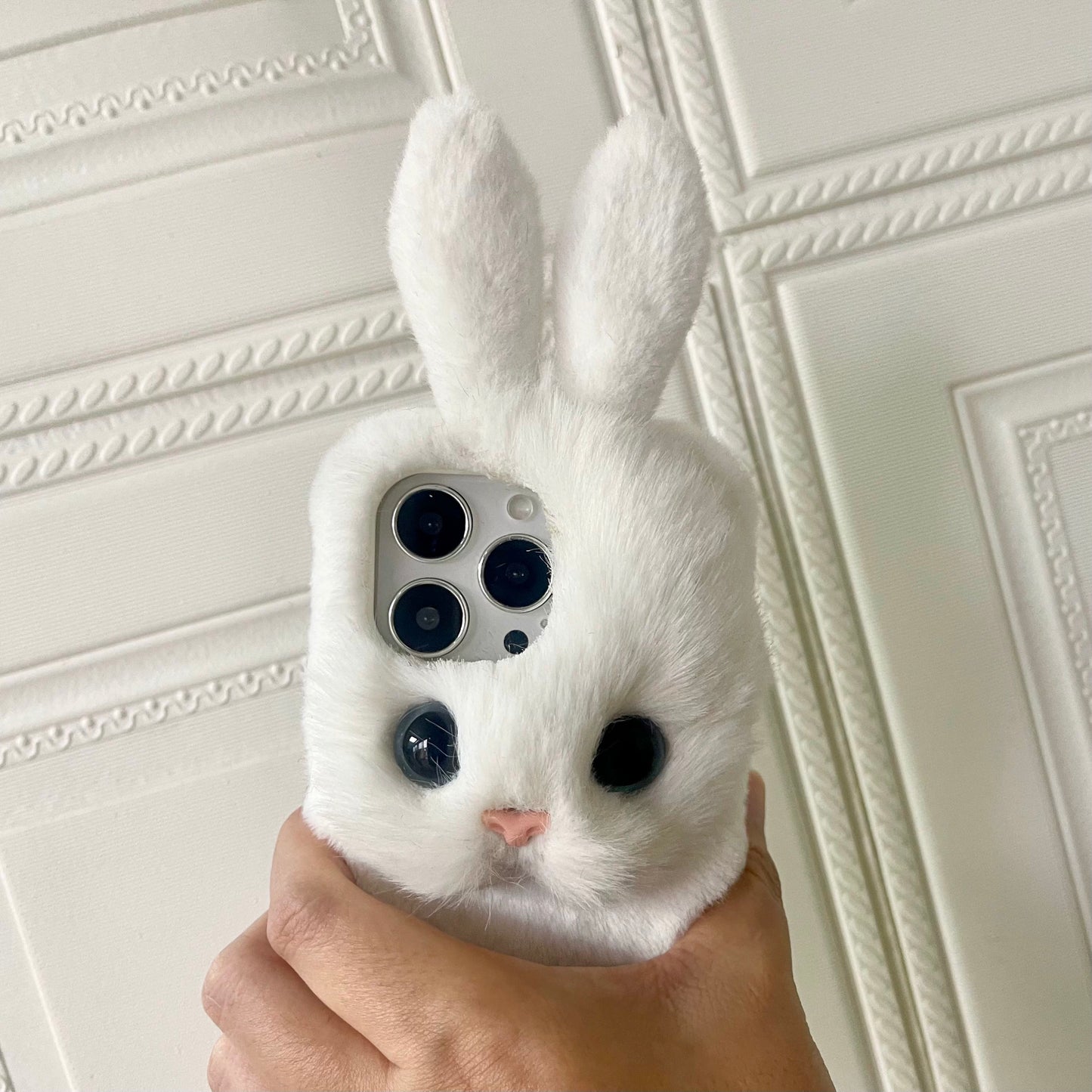 Plush Rabbit Phone Case For iPhone 14 Plus 13 Pro Max 12 Mini XR 7 8,Pet Phone Case,Pet lovers,Fluffy Plush,Personalized Gifts