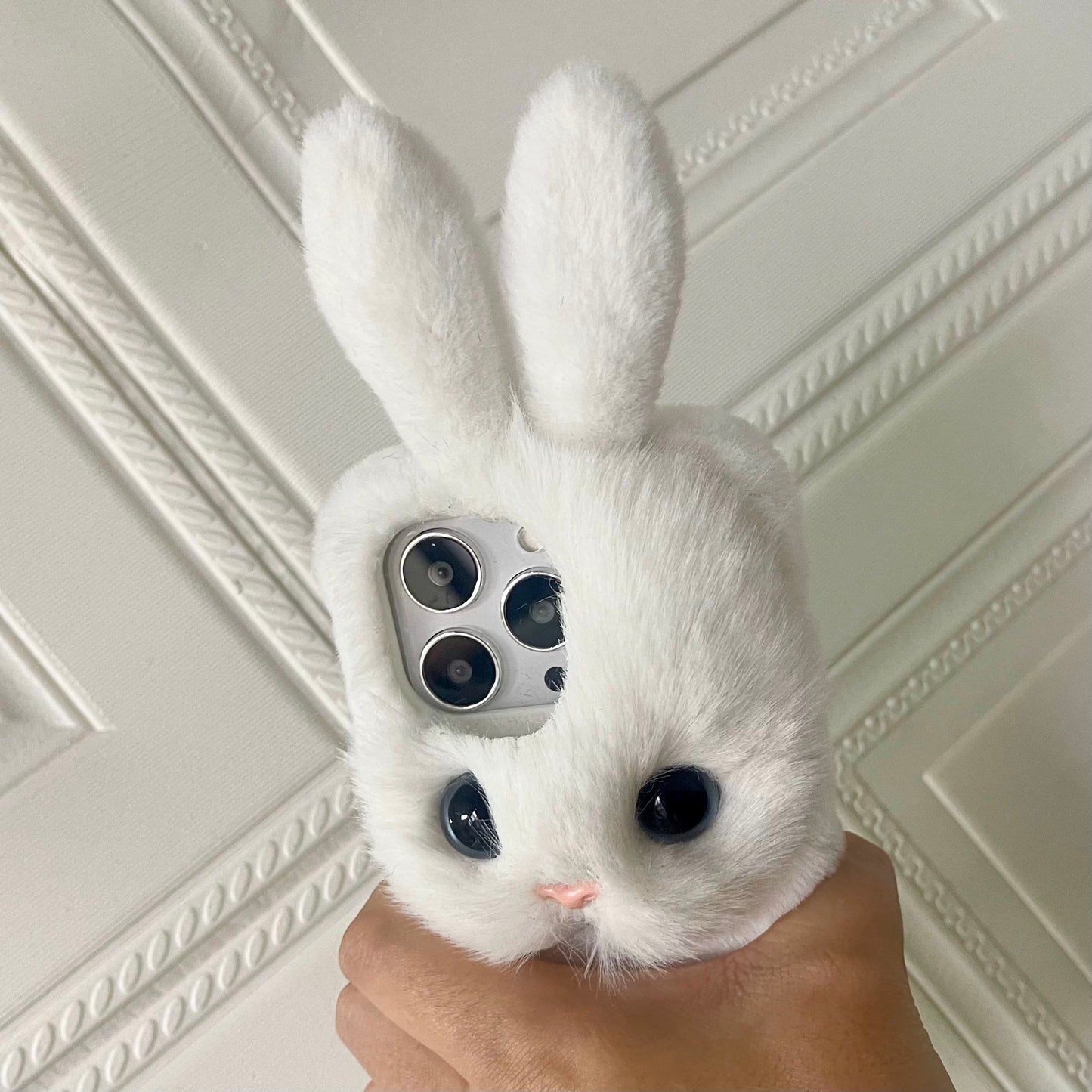 Plush Rabbit Phone Case For iPhone 14 Plus 13 Pro Max 12 Mini XR 7 8,Pet Phone Case,Pet lovers,Fluffy Plush,Personalized Gifts