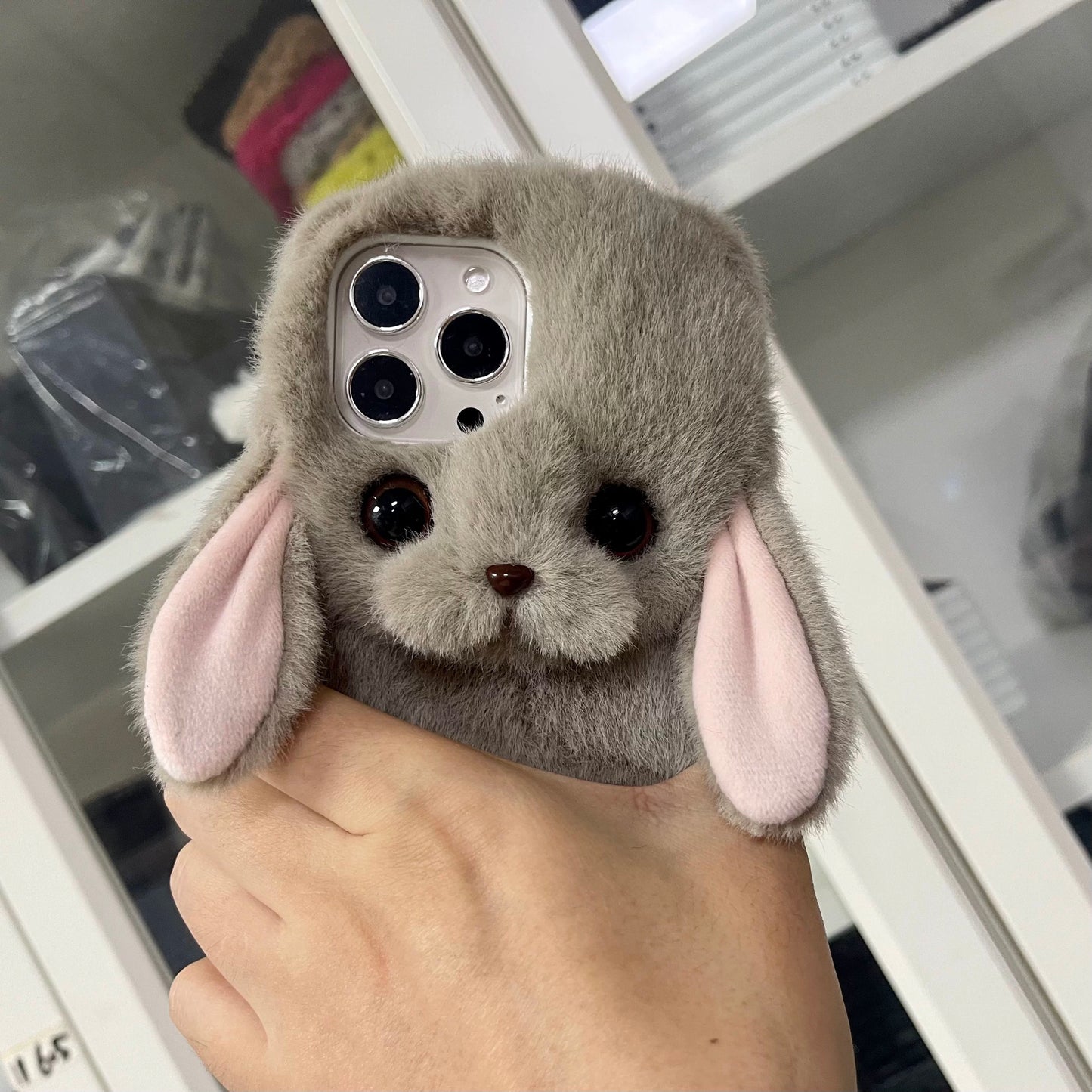 Cute Bunny Phone Case For iPhone 14 Plus 13 Pro Max 12 Mini XR 7 8,Pet Phone Case,Pet lovers,Fluffy Plush,Personalized Gifts
