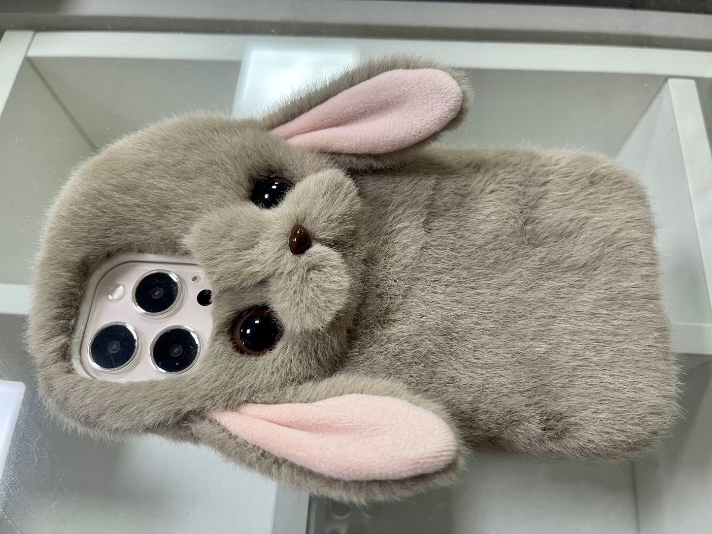 Cute Bunny Phone Case For iPhone 14 Plus 13 Pro Max 12 Mini XR 7 8,Pet Phone Case,Pet lovers,Fluffy Plush,Personalized Gifts