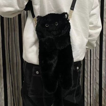 Plush Black Cat Rucksacks, Handmade Kawaii Plush Cat, Plush Toy, 50cm