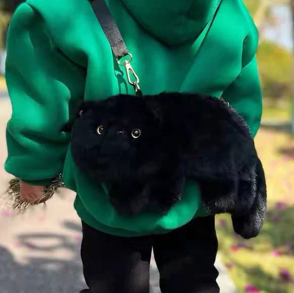 Plush Black Cat Rucksacks, Handmade Kawaii Plush Cat, Plush Toy, 50cm