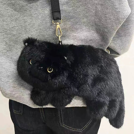 Plush Black Cat Rucksacks, Handmade Kawaii Plush Cat, Plush Toy, 50cm