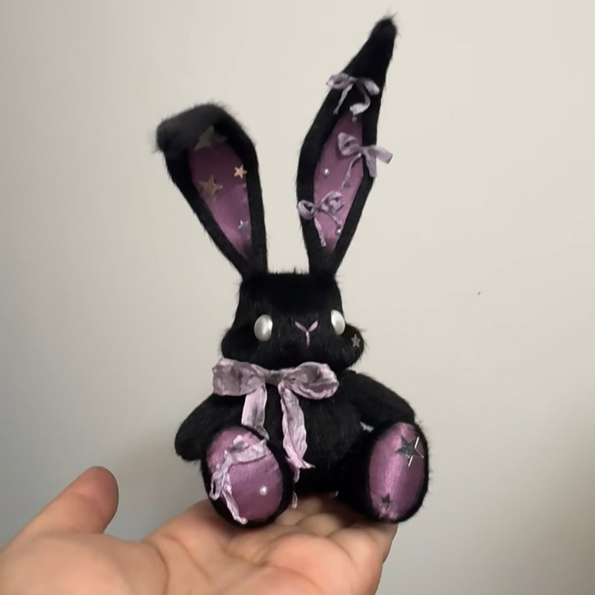 Black Plush Bunny,Plush Keychain, Plush Toy, Personalized Gifts