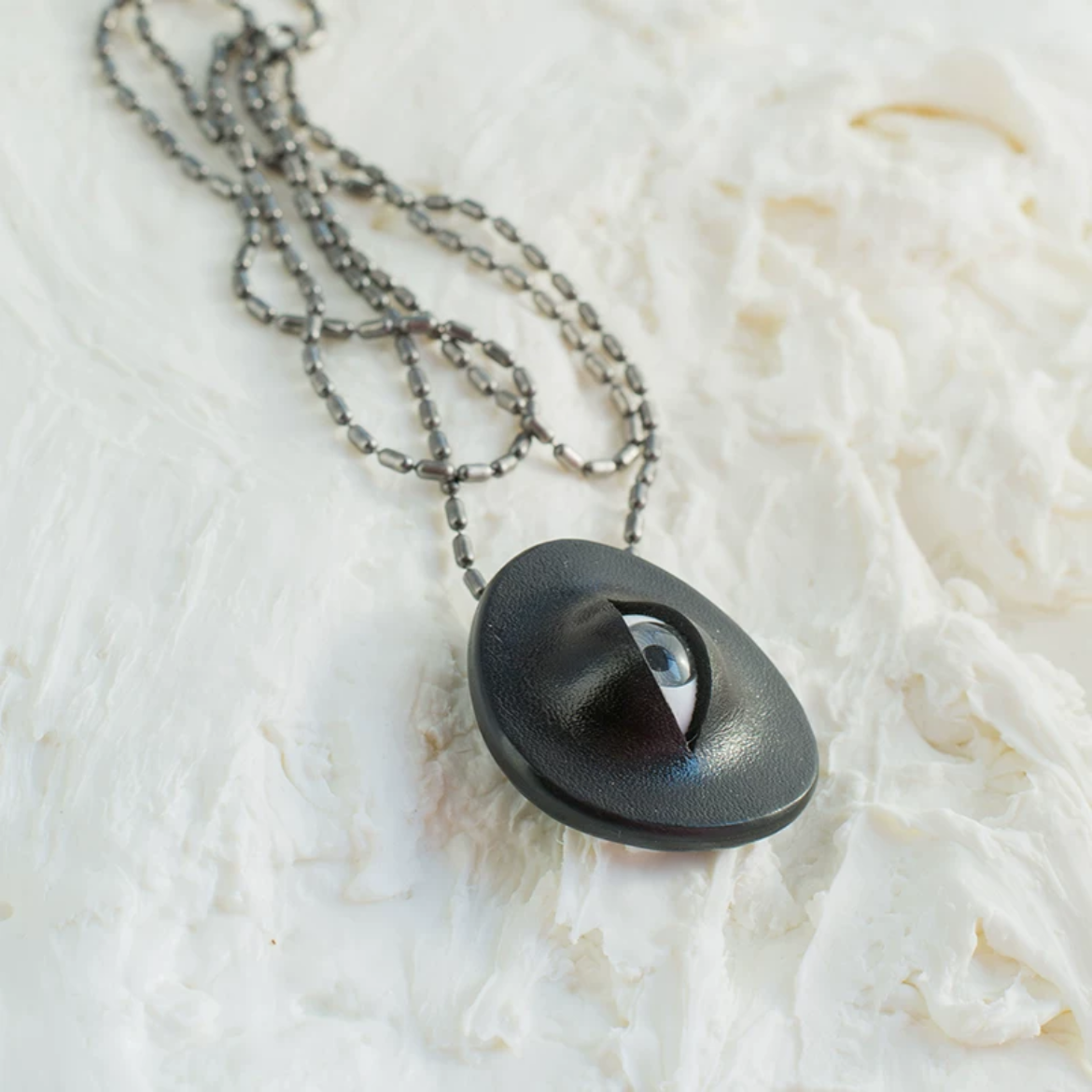 Handmade Leather Eye Necklace