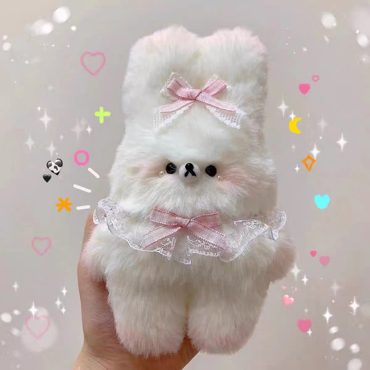 Handmade Cute Rabbit Plush Doll, Kawaii Plush Toys Pendant, Birthday Gifts for Girls, 4 Colors, Personalized Gifts
