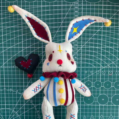 Handmade Funny Rabbit Plush Doll, Kawaii Clown Rabbit Plush Toys, Birthday Gifts for Girls, Personalized Gifts, 30cm