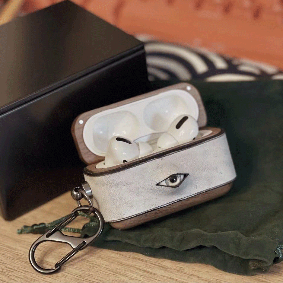 3D Leather Eye AirPods Case Cover