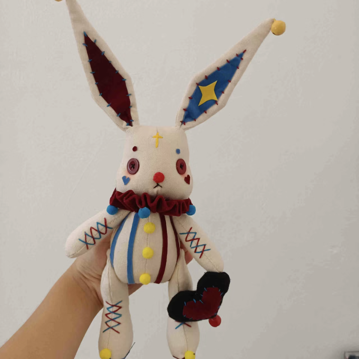 Handmade Funny Rabbit Plush Doll, Kawaii Clown Rabbit Plush Toys, Birthday Gifts for Girls, Personalized Gifts, 30cm